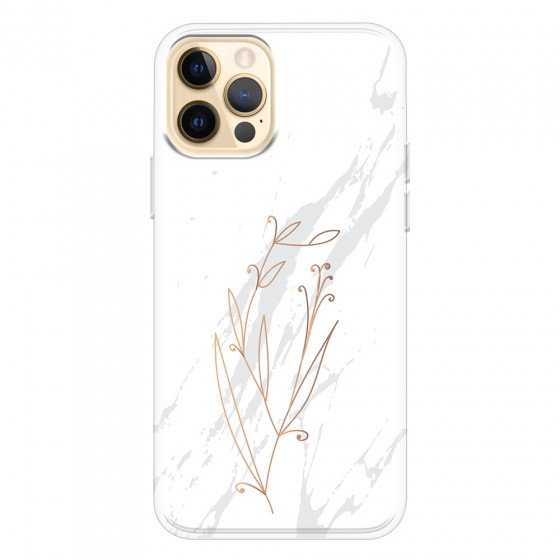 APPLE - iPhone 12 Pro - Soft Clear Case - White Marble Flowers