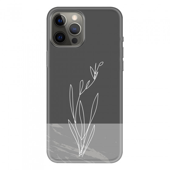 APPLE - iPhone 12 Pro Max - Soft Clear Case - Dark Grey Marble Flower
