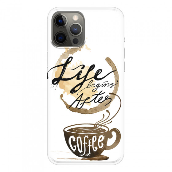APPLE - iPhone 12 Pro Max - Soft Clear Case - Life begins after coffee