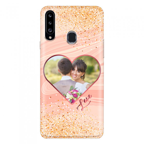 SAMSUNG - Galaxy A20S - Soft Clear Case - Glitter Love Heart Photo