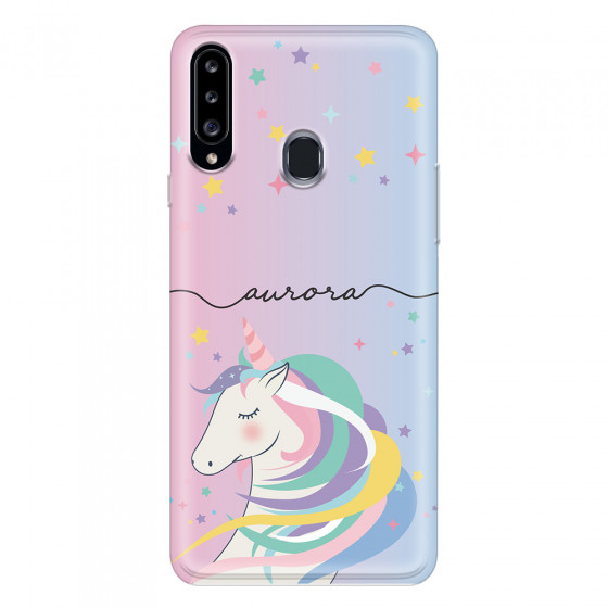 SAMSUNG - Galaxy A20S - Soft Clear Case - Pink Unicorn Handwritten