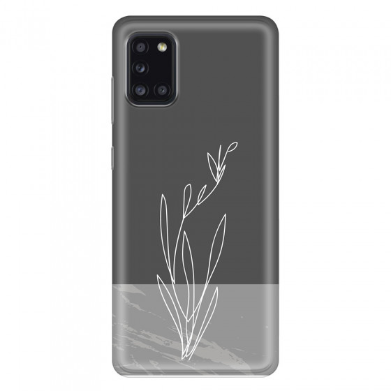 SAMSUNG - Galaxy A31 - Soft Clear Case - Dark Grey Marble Flower