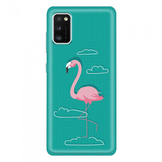 SAMSUNG - Galaxy A41 - Soft Clear Case - Cartoon Flamingo