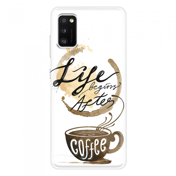 SAMSUNG - Galaxy A41 - Soft Clear Case - Life begins after coffee