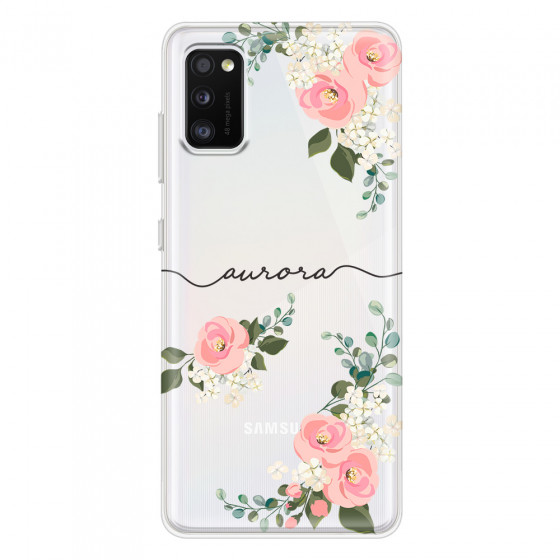 SAMSUNG - Galaxy A41 - Soft Clear Case - Pink Floral Handwritten