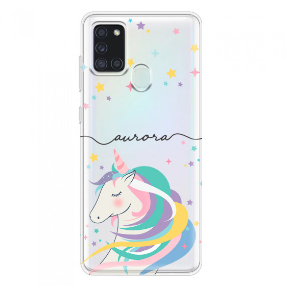 SAMSUNG - Galaxy A21S - Soft Clear Case - Clear Unicorn Handwritten
