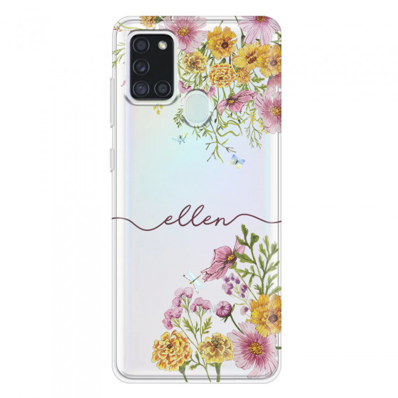 SAMSUNG - Galaxy A21S - Soft Clear Case - Meadow Garden with Monogram Red