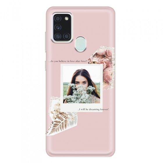 SAMSUNG - Galaxy A21S - Soft Clear Case - Vintage Pink Collage Phone Case