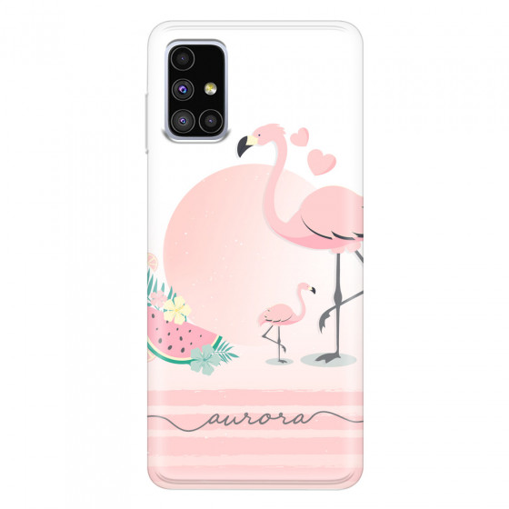 SAMSUNG - Galaxy M51 - Soft Clear Case - Flamingo Vibes Handwritten