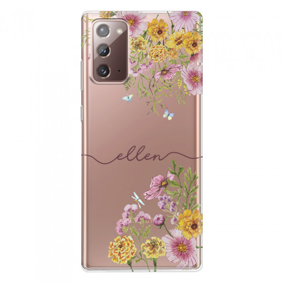 SAMSUNG - Galaxy Note20 - Soft Clear Case - Meadow Garden with Monogram Red