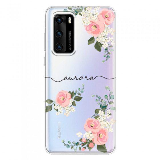 HUAWEI - P40 - Soft Clear Case - Pink Floral Handwritten