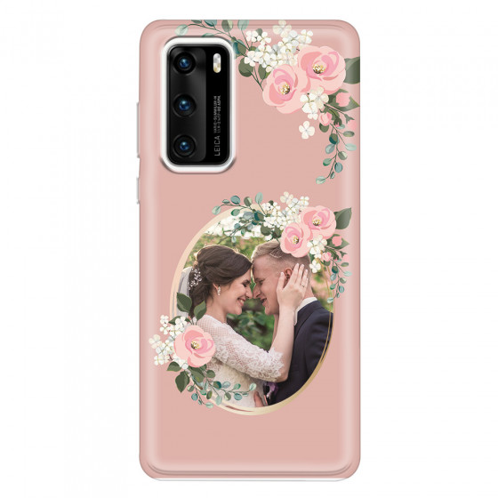 HUAWEI - P40 - Soft Clear Case - Pink Floral Mirror Photo