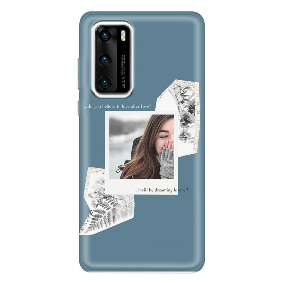 HUAWEI - P40 - Soft Clear Case - Vintage Blue Collage Phone Case