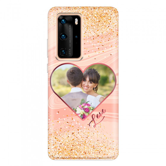 HUAWEI - P40 Pro - Soft Clear Case - Glitter Love Heart Photo