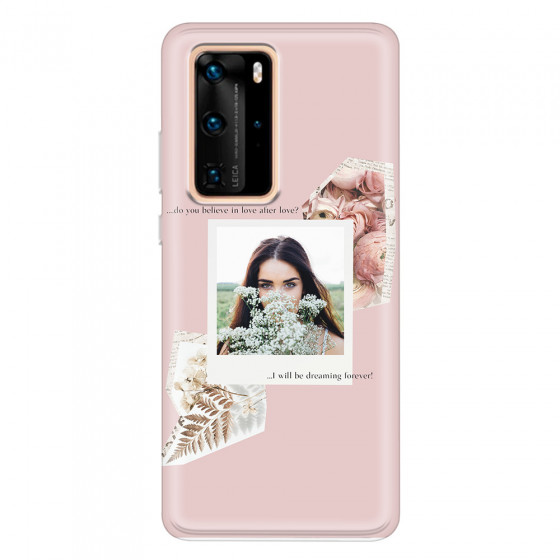 HUAWEI - P40 Pro - Soft Clear Case - Vintage Pink Collage Phone Case