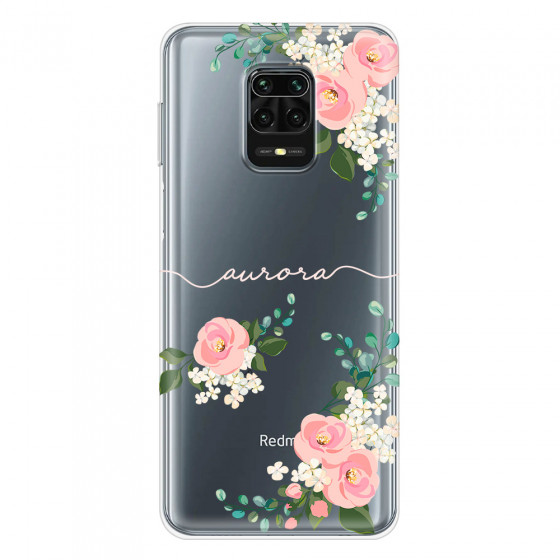 XIAOMI - Redmi Note 9 Pro / Note 9S - Soft Clear Case - Pink Floral Handwritten Light