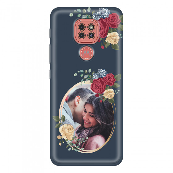 MOTOROLA by LENOVO - Moto G9 Play - Soft Clear Case - Blue Floral Mirror Photo