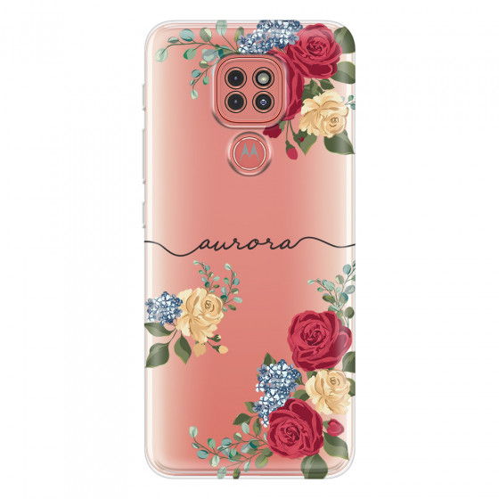 MOTOROLA by LENOVO - Moto G9 Play - Soft Clear Case - Red Floral Handwritten