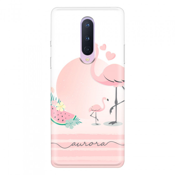 ONEPLUS - OnePlus 8 - Soft Clear Case - Flamingo Vibes Handwritten