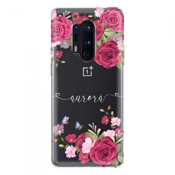 ONEPLUS - OnePlus 8 Pro - Soft Clear Case - Rose Garden with Monogram White