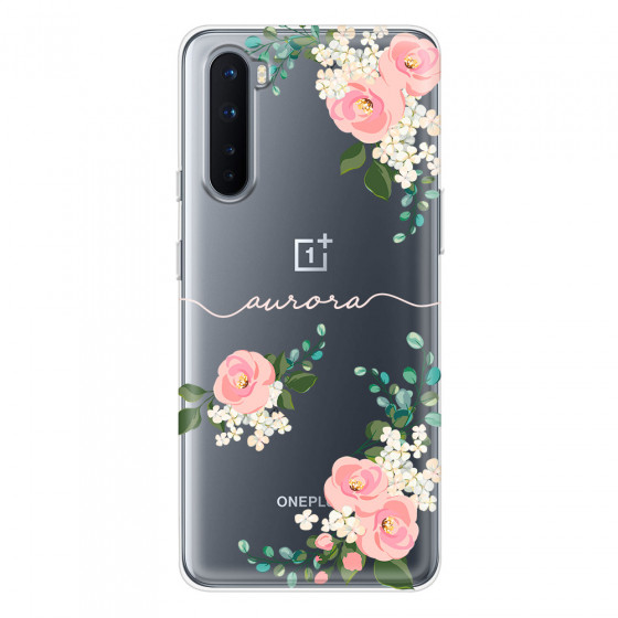 ONEPLUS - OnePlus Nord - Soft Clear Case - Pink Floral Handwritten Light