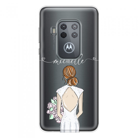 MOTOROLA by LENOVO - Moto One Zoom - Soft Clear Case - Bride To Be Redhead II.