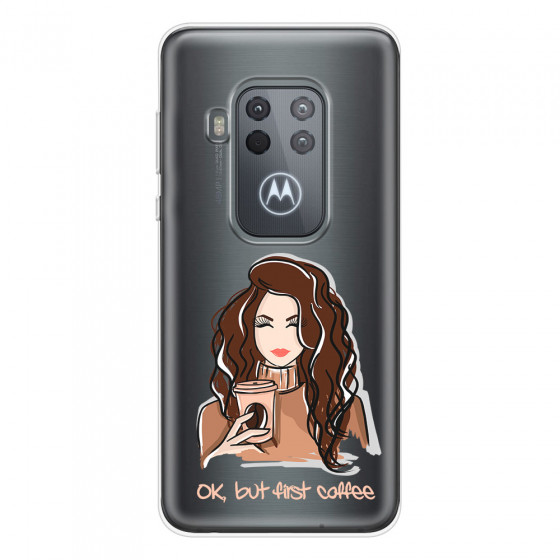 MOTOROLA by LENOVO - Moto One Zoom - Soft Clear Case - But First Coffee Light