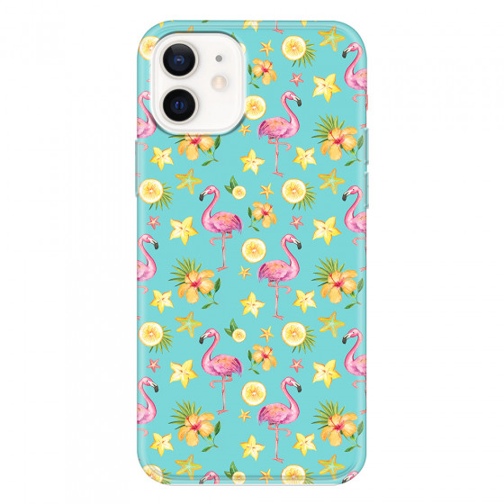 APPLE - iPhone 12 - Soft Clear Case - Tropical Flamingo I