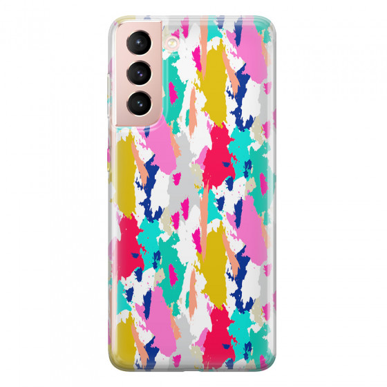 SAMSUNG - Galaxy S21 - Soft Clear Case - Paint Strokes
