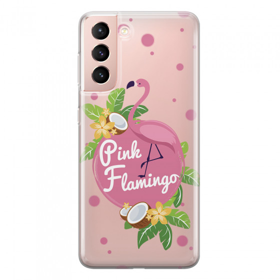 SAMSUNG - Galaxy S21 - Soft Clear Case - Pink Flamingo