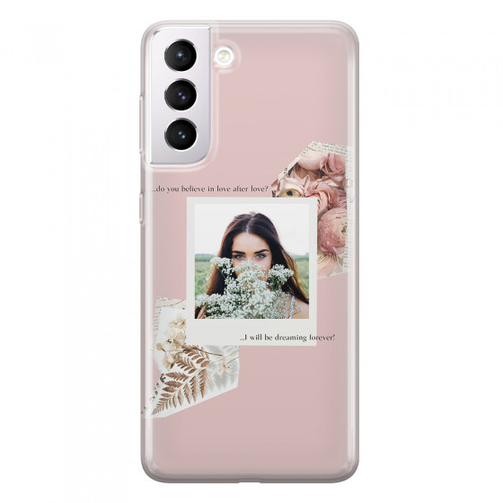 SAMSUNG - Galaxy S21 Plus - Soft Clear Case - Vintage Pink Collage Phone Case