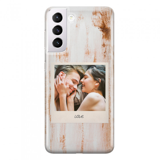 SAMSUNG - Galaxy S21 Plus - Soft Clear Case - Wooden Polaroid