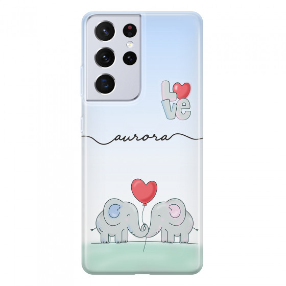 SAMSUNG - Galaxy S21 Ultra - Soft Clear Case - Elephants in Love