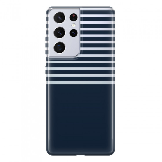 SAMSUNG - Galaxy S21 Ultra - Soft Clear Case - Life in Blue Stripes