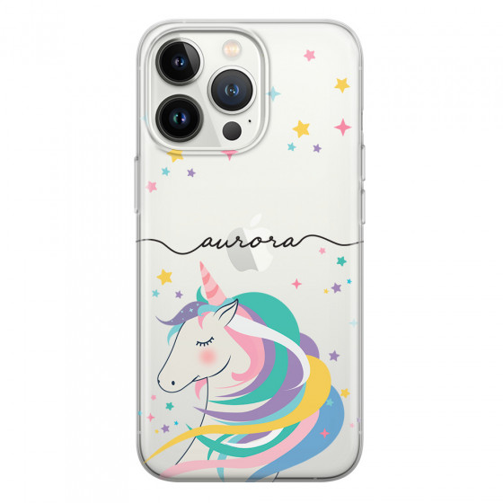 APPLE - iPhone 13 Pro Max - Soft Clear Case - Clear Unicorn Handwritten