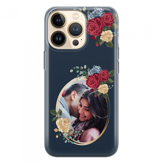 APPLE - iPhone 13 Pro - Soft Clear Case - Blue Floral Mirror Photo