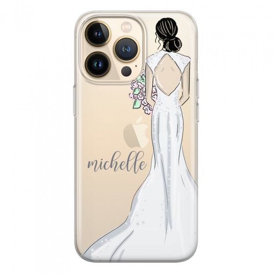 APPLE - iPhone 13 Pro - Soft Clear Case - Bride To Be Blackhair Dark