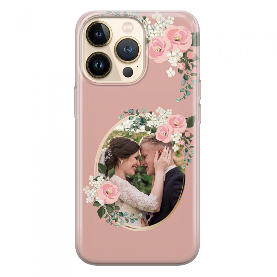 APPLE - iPhone 13 Pro - Soft Clear Case - Pink Floral Mirror Photo