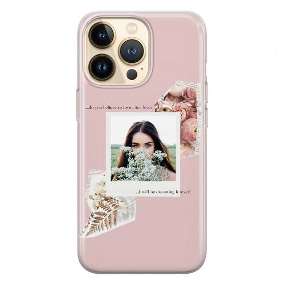 APPLE - iPhone 13 Pro - Soft Clear Case - Vintage Pink Collage Phone Case