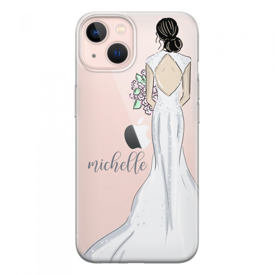 APPLE - iPhone 13 Mini - Soft Clear Case - Bride To Be Blackhair Dark