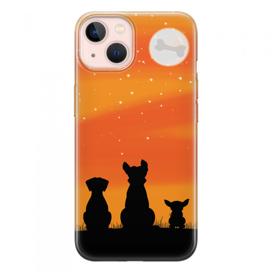 APPLE - iPhone 13 Mini - Soft Clear Case - Dog's Desire Orange Sky