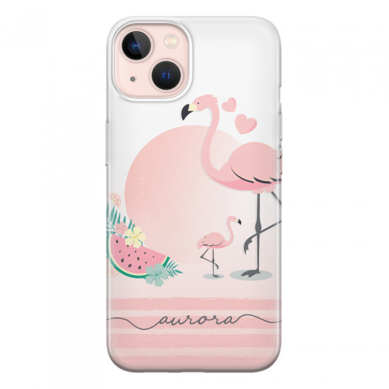 APPLE - iPhone 13 Mini - Soft Clear Case - Flamingo Vibes Handwritten