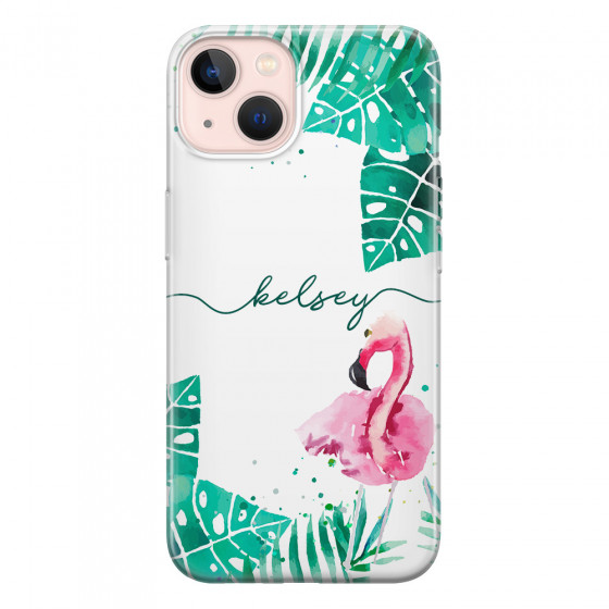 APPLE - iPhone 13 Mini - Soft Clear Case - Flamingo Watercolor