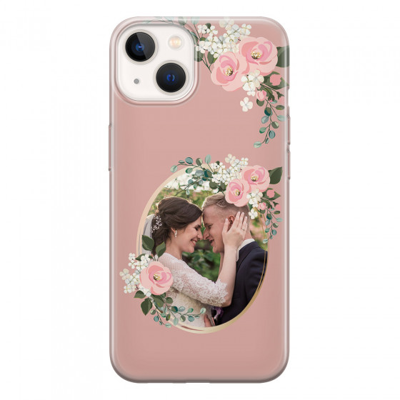 APPLE - iPhone 13 - Soft Clear Case - Pink Floral Mirror Photo