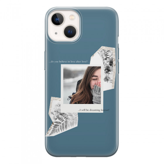 APPLE - iPhone 13 - Soft Clear Case - Vintage Blue Collage Phone Case